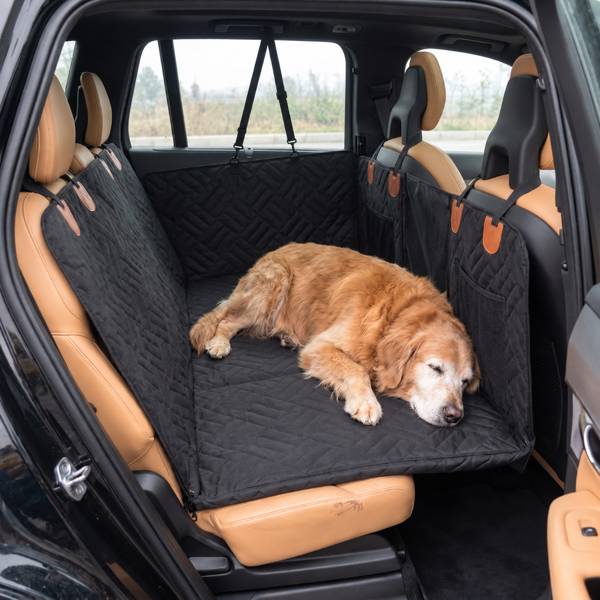 Hard Bottom Dog Car Seat Cover - Solid Footing for Senior Dogs